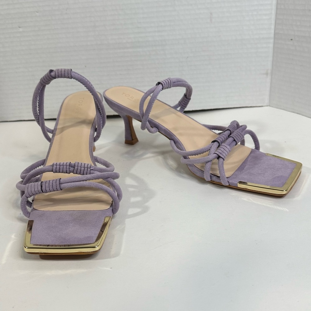 TORGEIS‎ Medinilla Faux Suede Strappy Kitten Heel Sandal Lavender Open Toe Sz 11